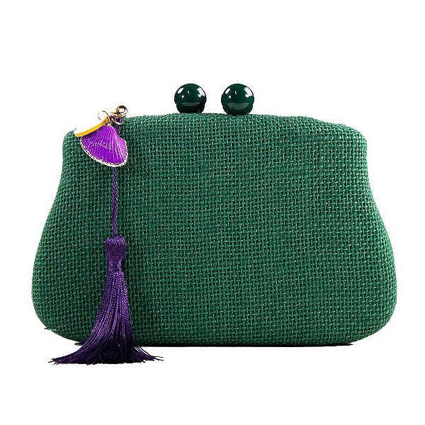 Bolsa Feminina Clutch Festa Casamento Formatura Verde e Roxo