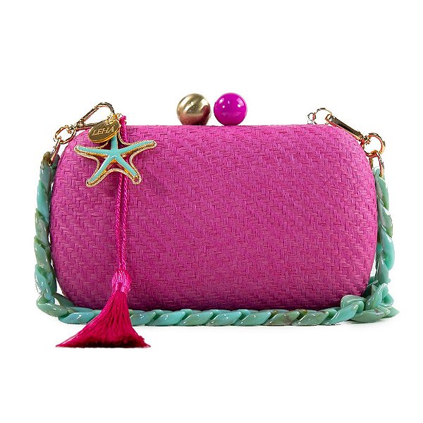 Bolsa de Mão Clutch Festa Casamento Formatura Pink Turquesa