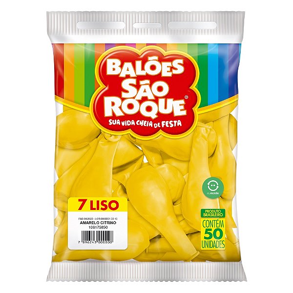 Balão São Roque Imperial n°7 Liso Amarelo Citrino