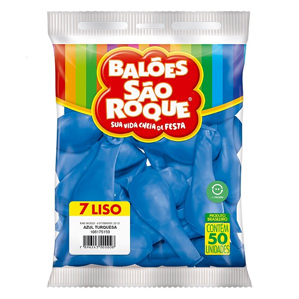 Balão São Roque Imperial n°7 Liso Azul Turquesa