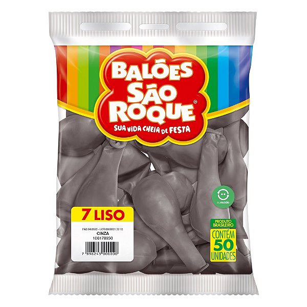 Balão São Roque Imperial n°7 Liso Cinza