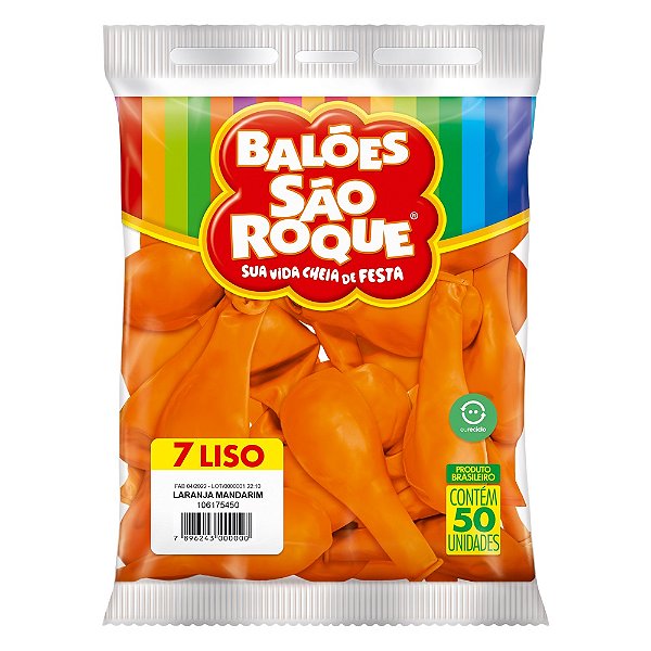 Balão São Roque Imperial n°7 Liso Laranja  Mandarim