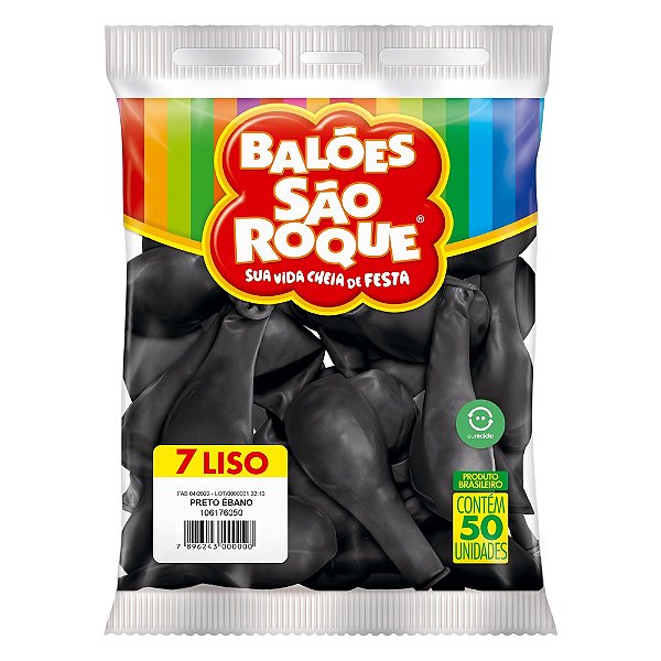 Balão São Roque Imperial n°7 Liso Preto Ébano