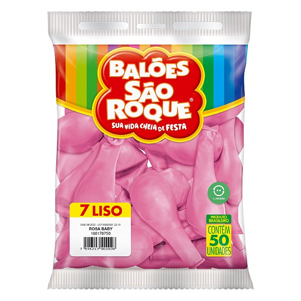 Balão São Roque Imperial n°7 Liso Rosa Baby