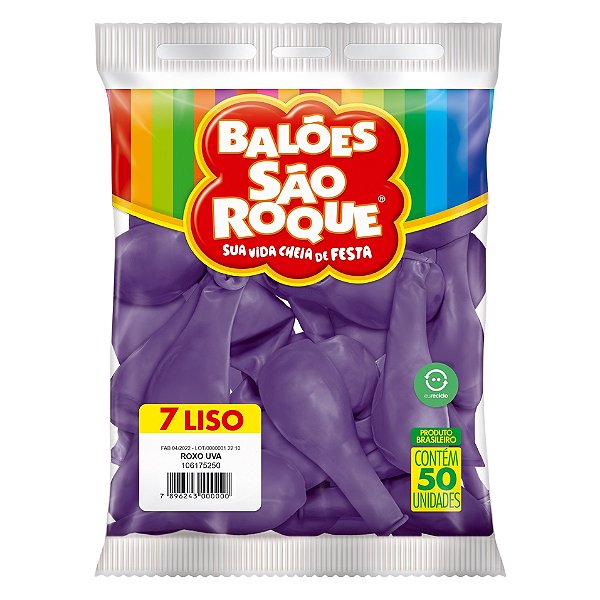 Balão São Roque Imperial n°7 Liso Rosa Roxo Uva