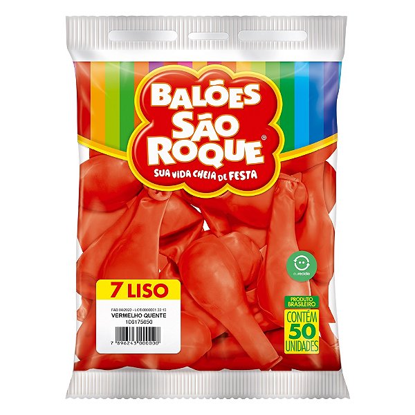 Balão São Roque Imperial n°7 Liso Vermelho Quente