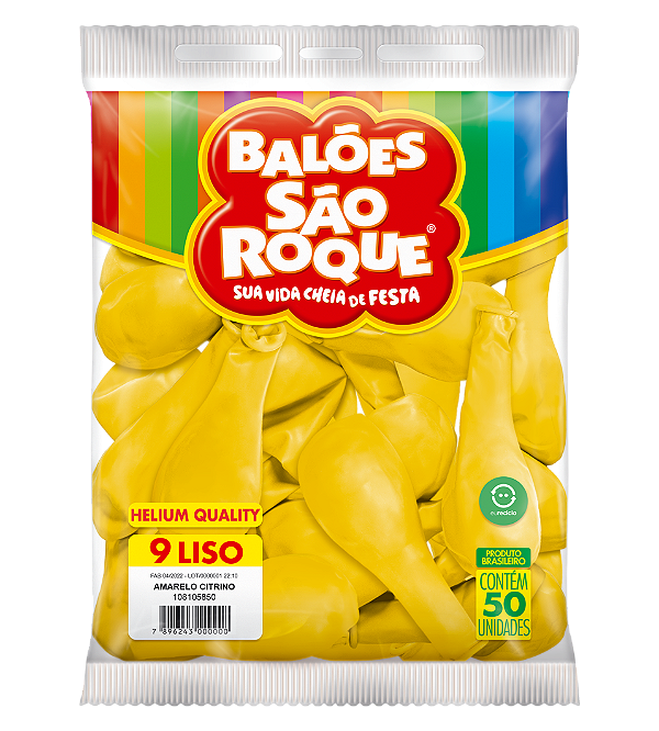 Balão São Roque Imperial n°9 Liso Amarelo Citrino