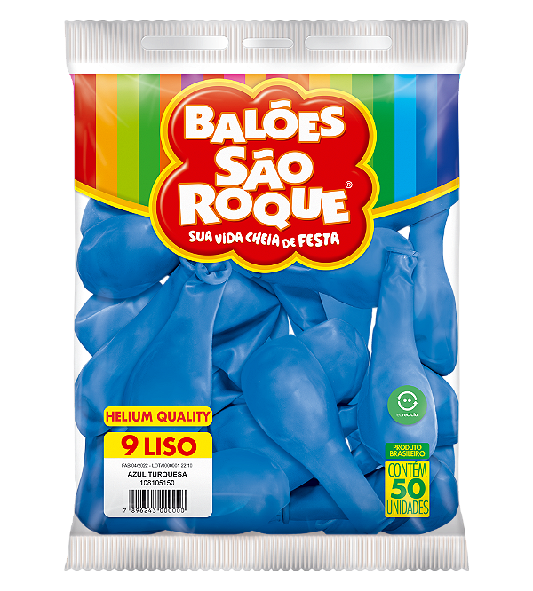 Balão São Roque Imperial n°9 Liso Azul Turquesa