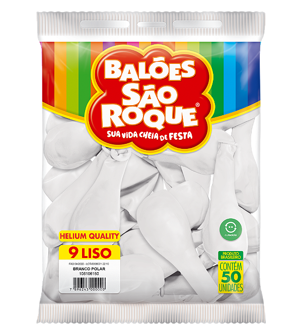 Balão São Roque Imperial n°9 Liso Branco Polar