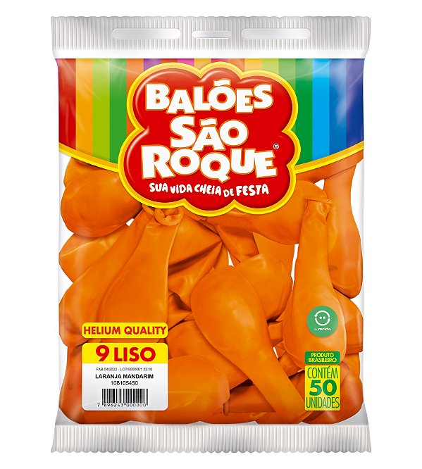 Balão São Roque Imperial n°9 Liso Laranja Mandarim