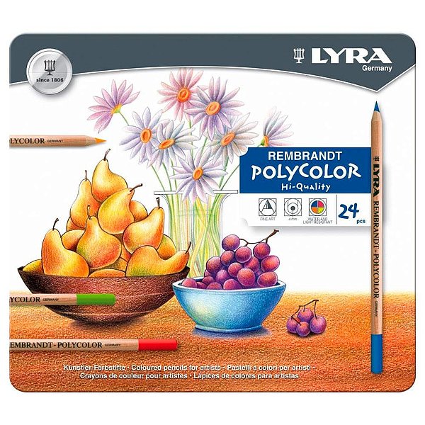 Lápis fino Rembrandt Polycolor / Lyra - lata com 24 cores