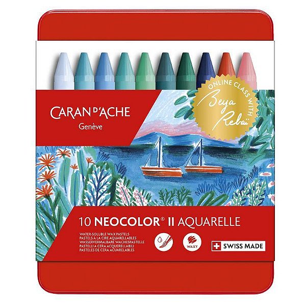 Giz Pastel aquarelável Caran d' Ache Neocolor com 10 cores Cold