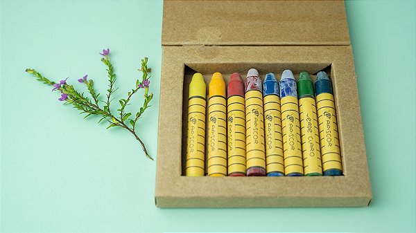 Giz de cera bastão Apiscor - caixa com 8 cores básicas