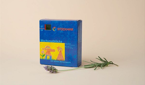 Giz de cera bloco Stockmar - caixa com 12 cores básicas
