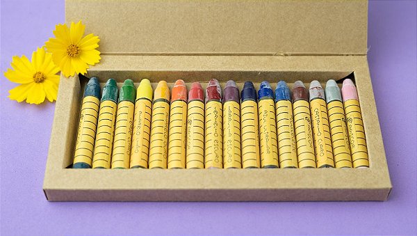 Giz de cera bastão Apiscor - caixa com 16 cores