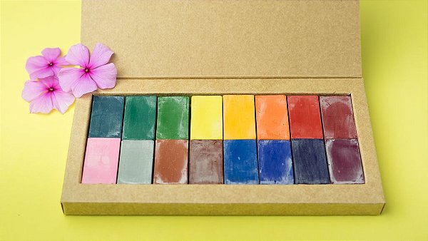 Giz de cera bloco Apiscor - caixa com 16 cores