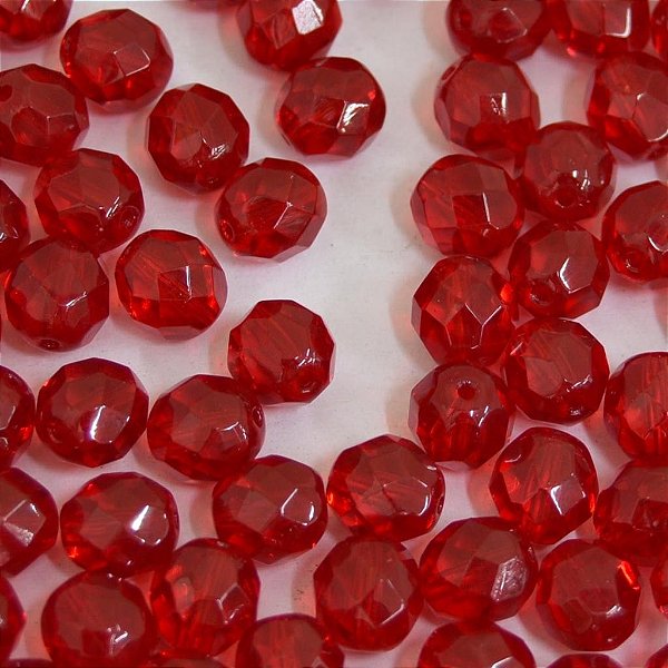 CONTA DE CRISTAL 8MM VERMELHO (10 UNIDADES)