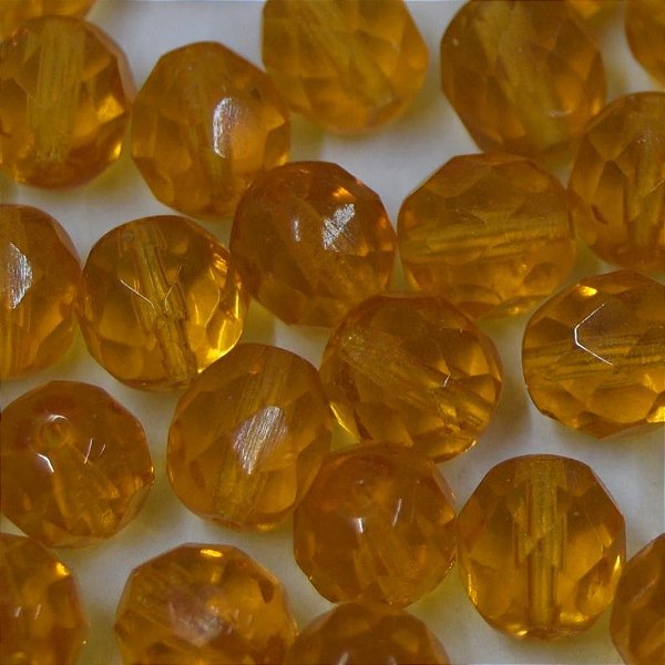 CONTA DE CRISTAL 8MM AMARELO OURO (10 UNIDADES)