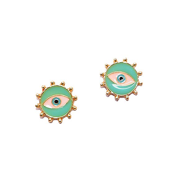Brinco Olho Grego Esmaltado Verde