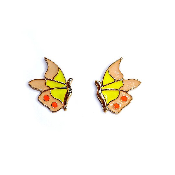 Brinco Borboleta Amarelo Colorful
