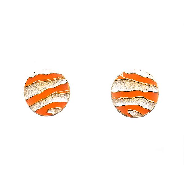 Brinco Esmaltado Laranja e Off White