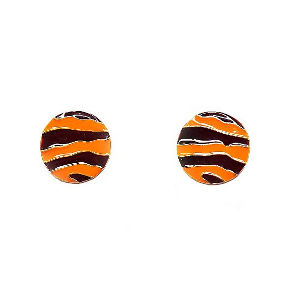 Brinco Esmaltado Laranja e Marrom