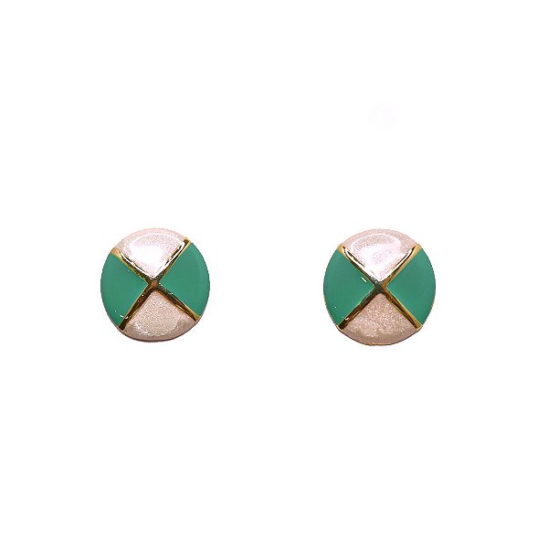 Brinco Bicolor Esmaltado Verde