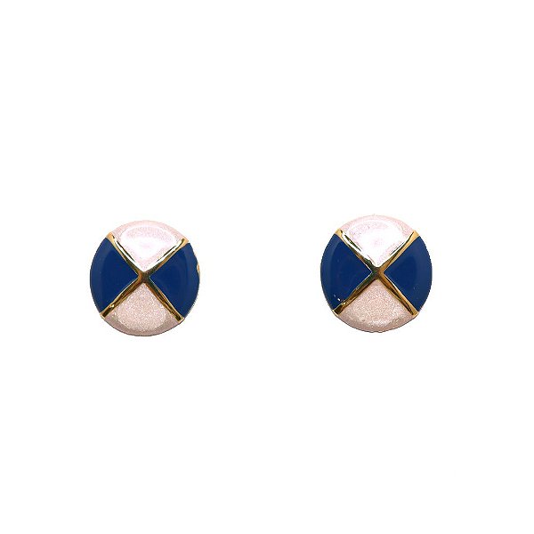 Brinco Bicolor Esmaltado Azul Marinho