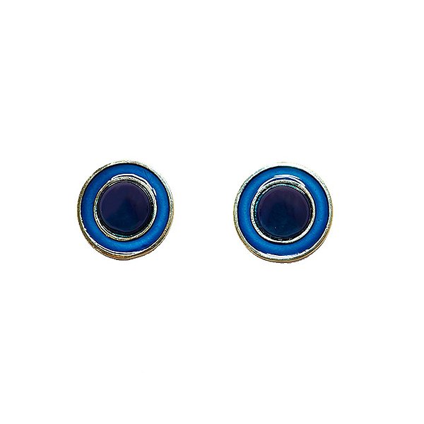 Brinco Botão Esmaltado Azul Marinho