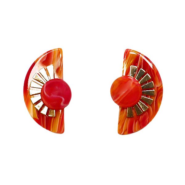 Brinco Leque Resina Rosé