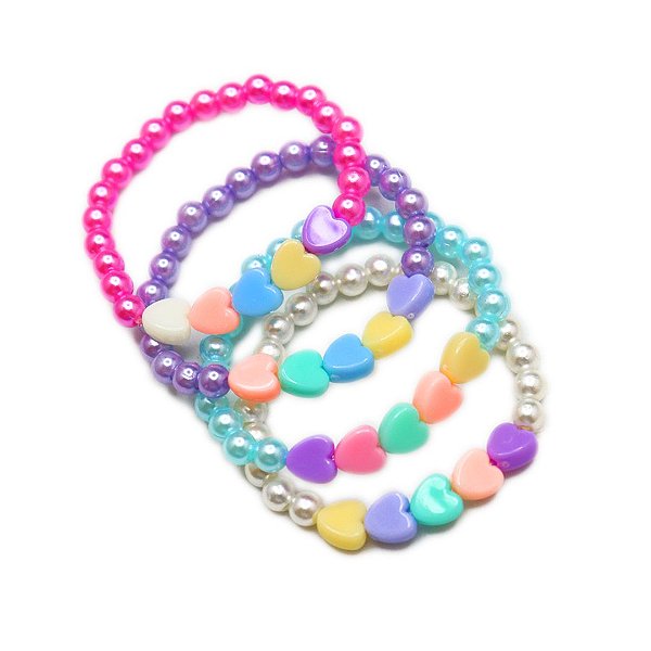 Mix Infantil Pulseiras Color Beads Corações