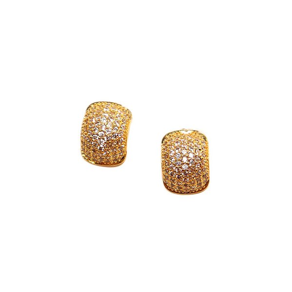 Brinco Meia Argola Cravejada Zircônias