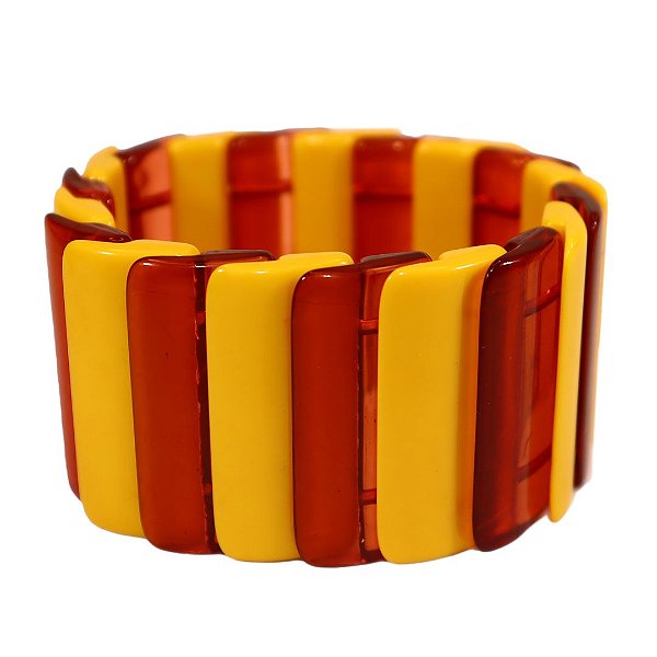 Pulseira Camadas Resina Mostarda