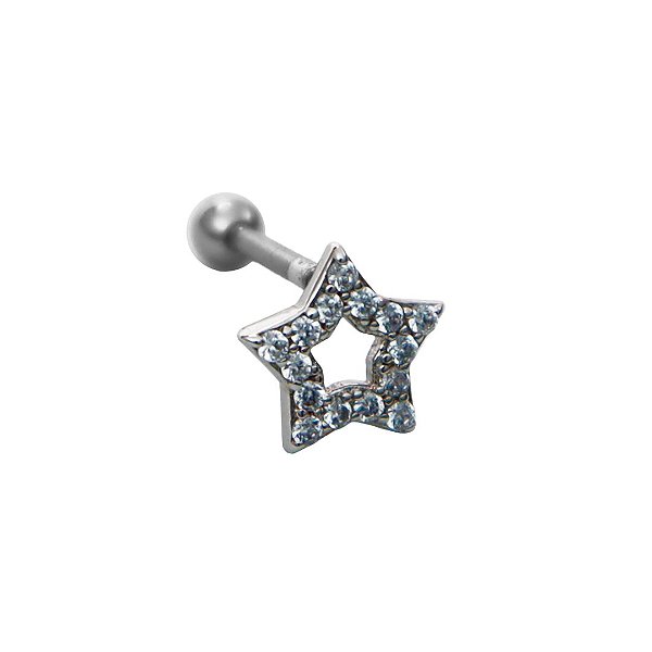 Piercing Aço de Furo Estrela Cravejado