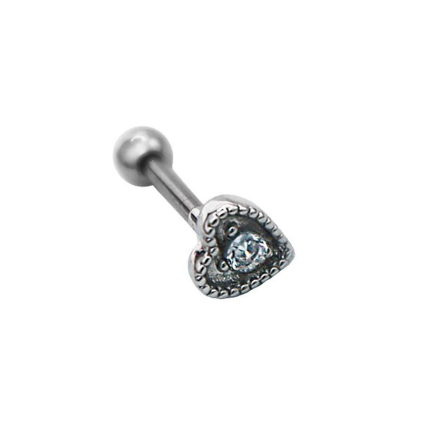 Piercing Aço de Furo Coração Mini Cravejado