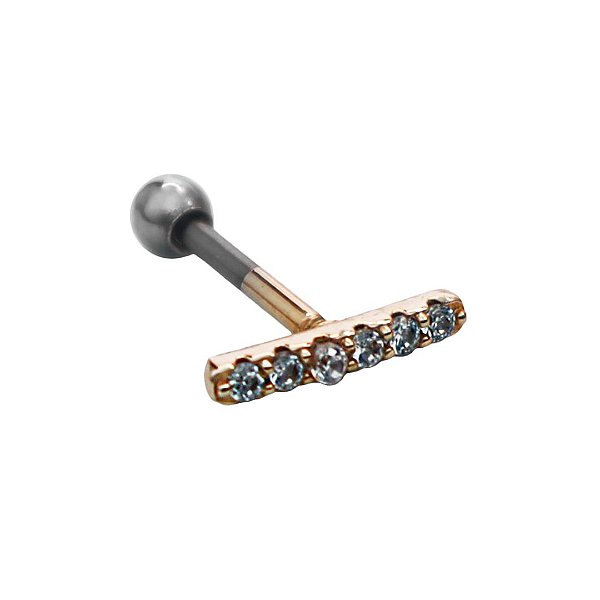 Piercing de Furo Pontos de Luz Cravejado Dourado