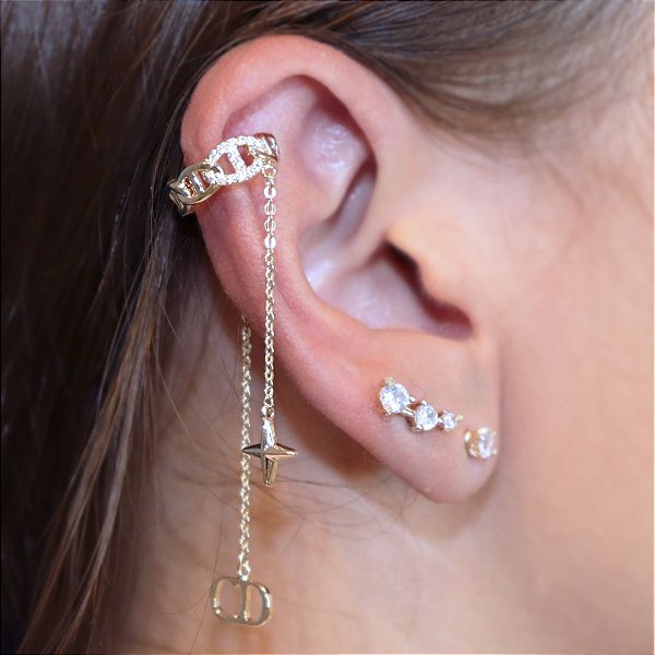 Piercing Fake Assimétrico Dourado