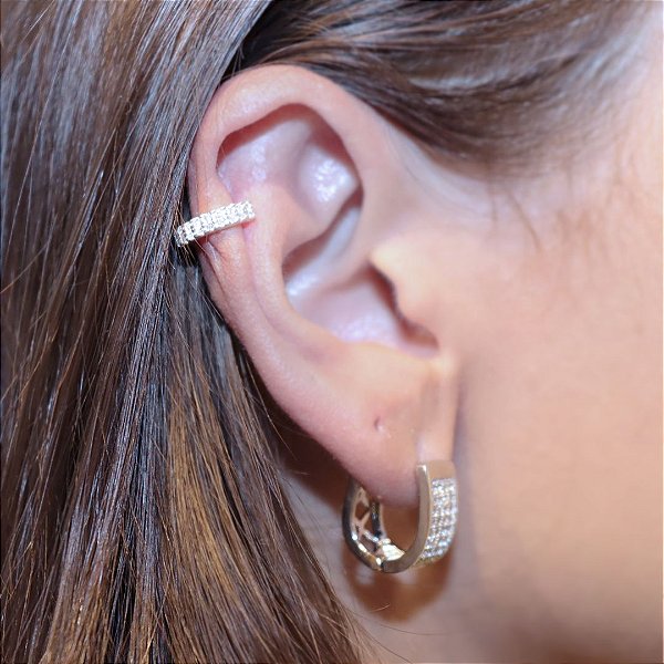 Piercing Fake Cravejado em Zircônias Prata