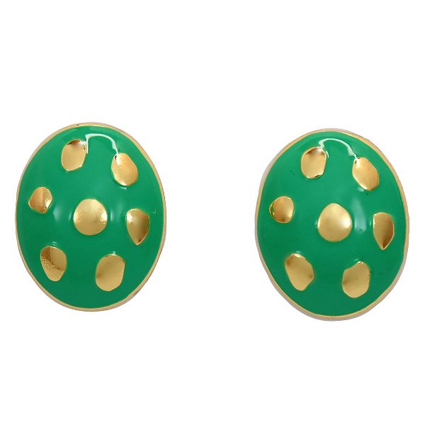 Brinco Boton Poá Esmaltado Verde