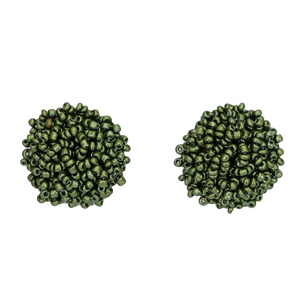 Brinco Botão Beads Verde Fechado