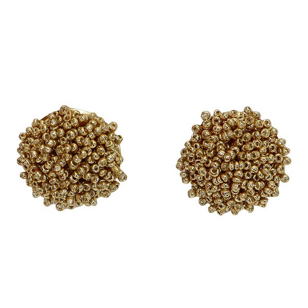 Brinco Botão Beads Dourado