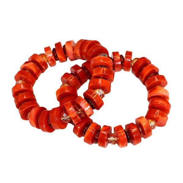 Pulseiras Discos Resina Terracota