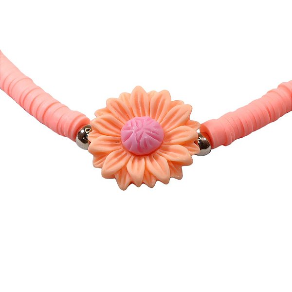 Colar Miçangas Girassol Rosa