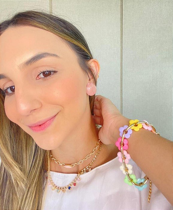 Pulseira  Flower Resina Colors