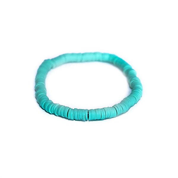 Pulseira Emborrachado Disco Azul Turquesa