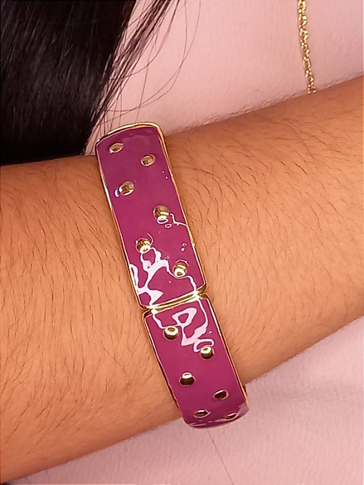 Pulseira Poá Esmaltada Fúcsia