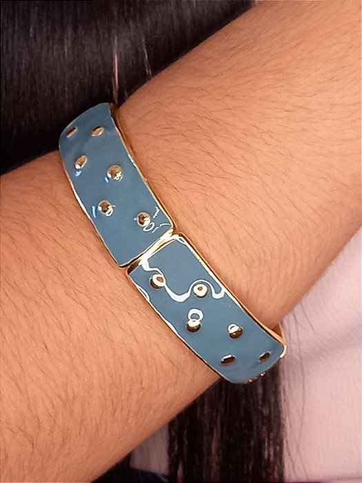 Pulseira Poá Esmaltada Azul Petróleo