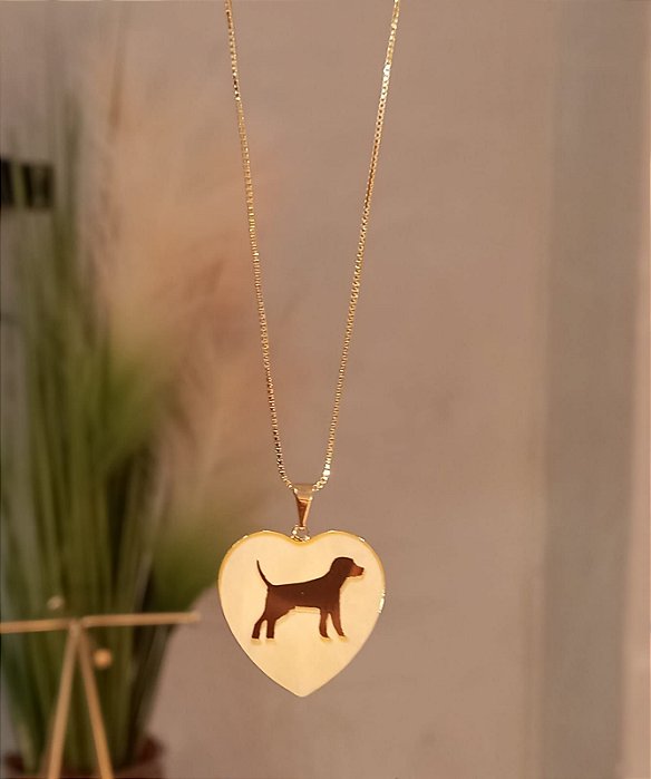Colar Coração Madrepérola Vazada Dog