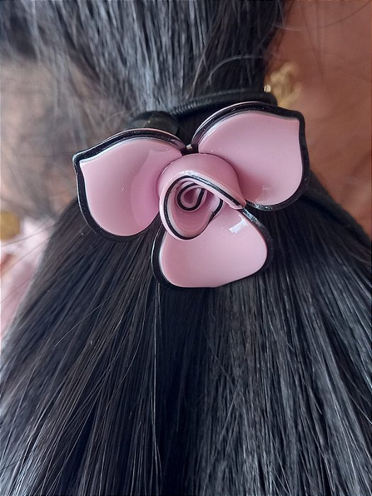 Liga Para Cabelo Flor Rosa