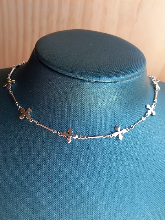 Choker Trevo Prata